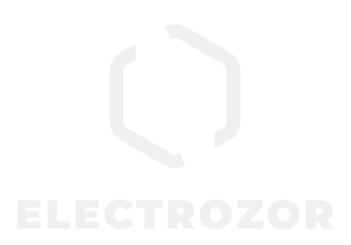 ElectroZor. Logo vertical blanco